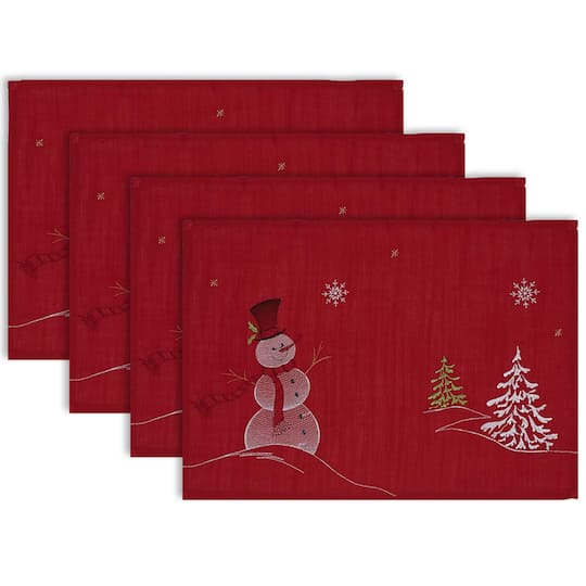 DII® Embroidered Snowman Placemats, 4ct. | 13" x 19" | Michaels®